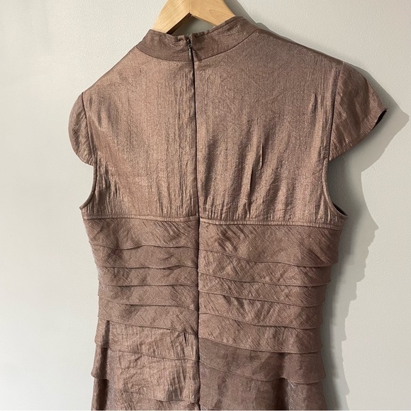 Adrianna Papell Cocktail Dress Sz 8 Copper Ruffle Party Eveningwear Fancy Formal - Picture 7 of 12